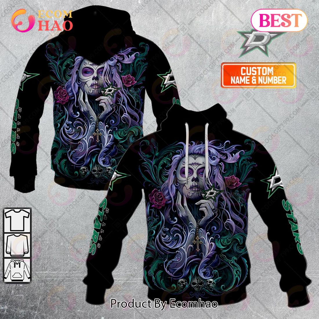 NHL Dallas Stars Tattoo Girl Artwork 2023 3D Hoodie