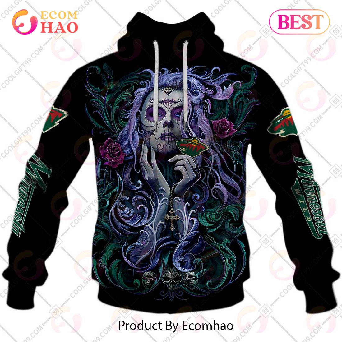 NHL Minnesota Wild Tattoo Girl Artwork 2023 3D Hoodie