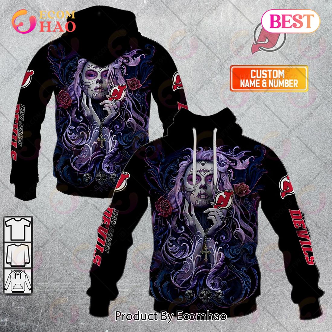 NHL New Jersey Devils Tattoo Girl Artwork 2023 3D Hoodie