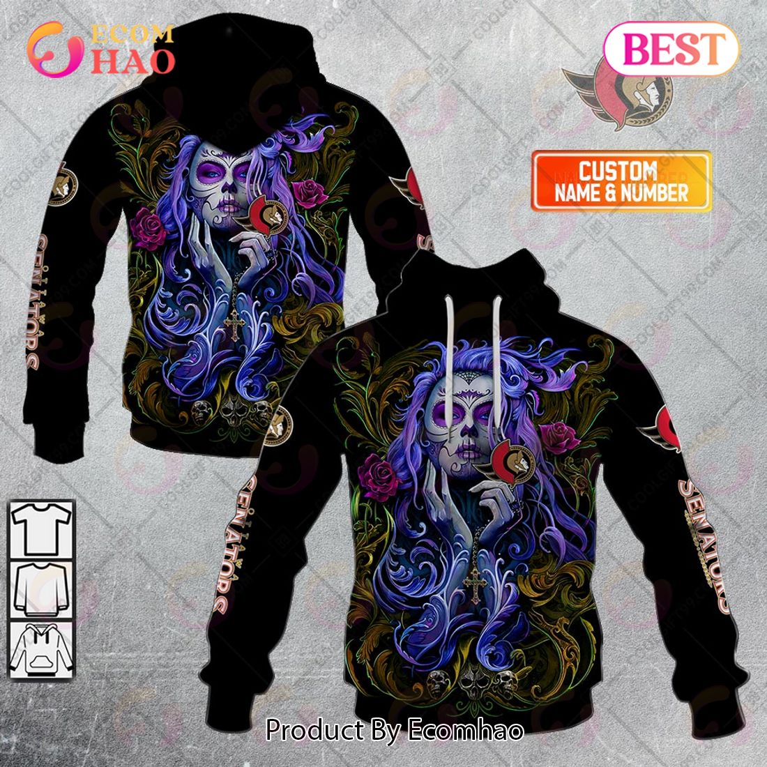 NHL Ottawa Senators Tattoo Girl Artwork 2023 3D Hoodie