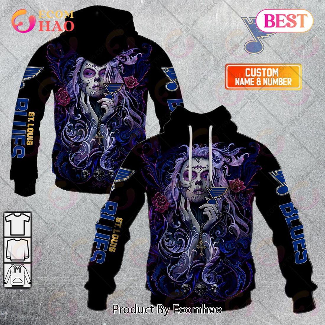 NHL St. Louis Blues Tattoo Girl Artwork 2023 3D Hoodie