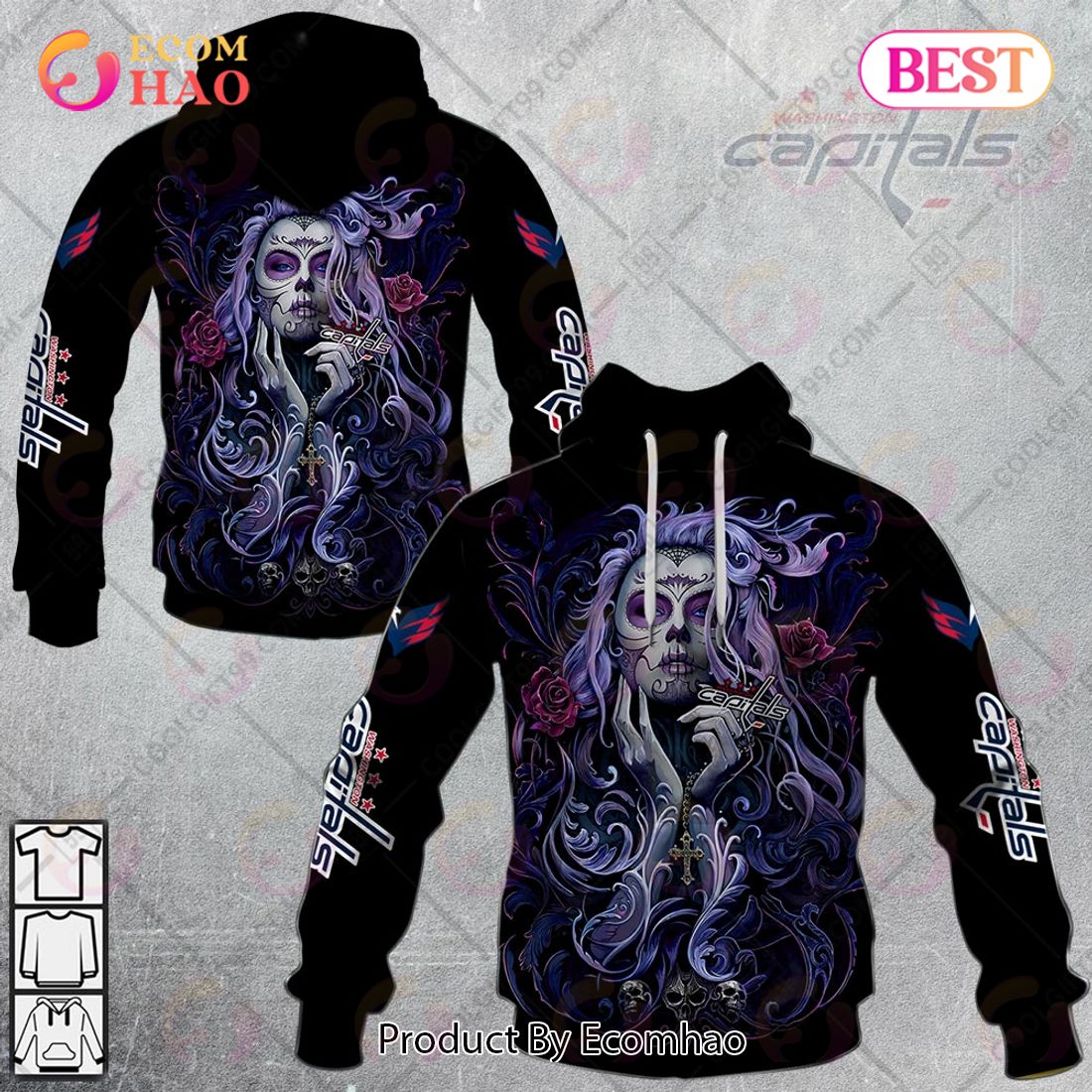 NHL Washington Capitals Tattoo Girl Artwork 2023 3D Hoodie