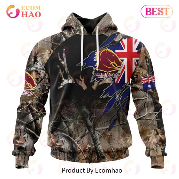 NRL Brisbane Broncos Special Camo Realtree Hunting 3D Hoodie