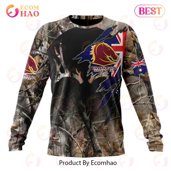 NRL Brisbane Broncos Special Camo Realtree Hunting 3D Hoodie