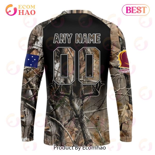 NRL Brisbane Broncos Special Camo Realtree Hunting 3D Hoodie