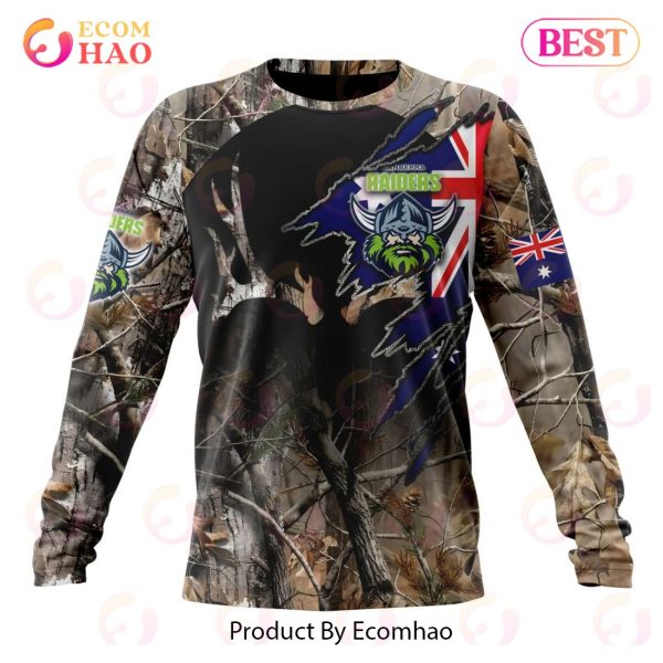 NRL Canberra Raiders Special Camo Realtree Hunting 3D Hoodie