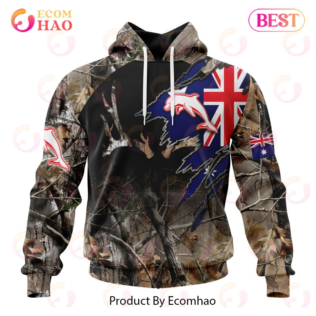 NRL New Zealand Warriors Special Camo Realtree Hunting 3D Hoodie