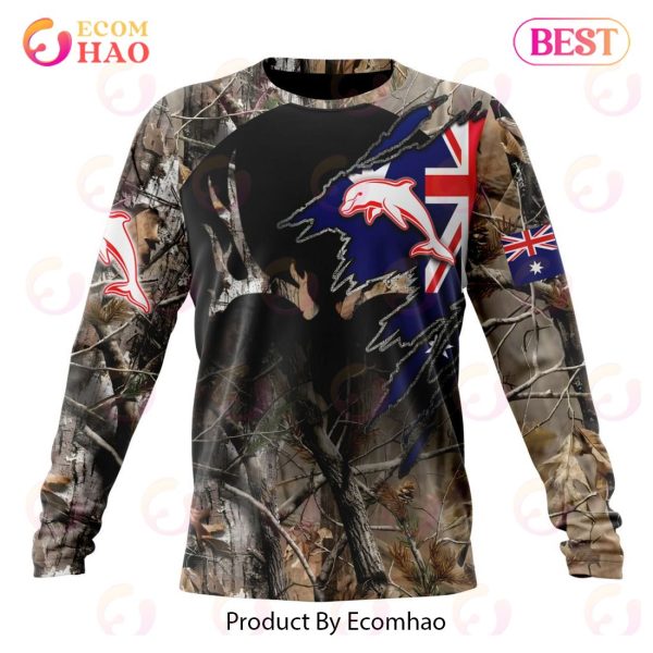 NRL Dolphins Special Camo Realtree Hunting 3D Hoodie