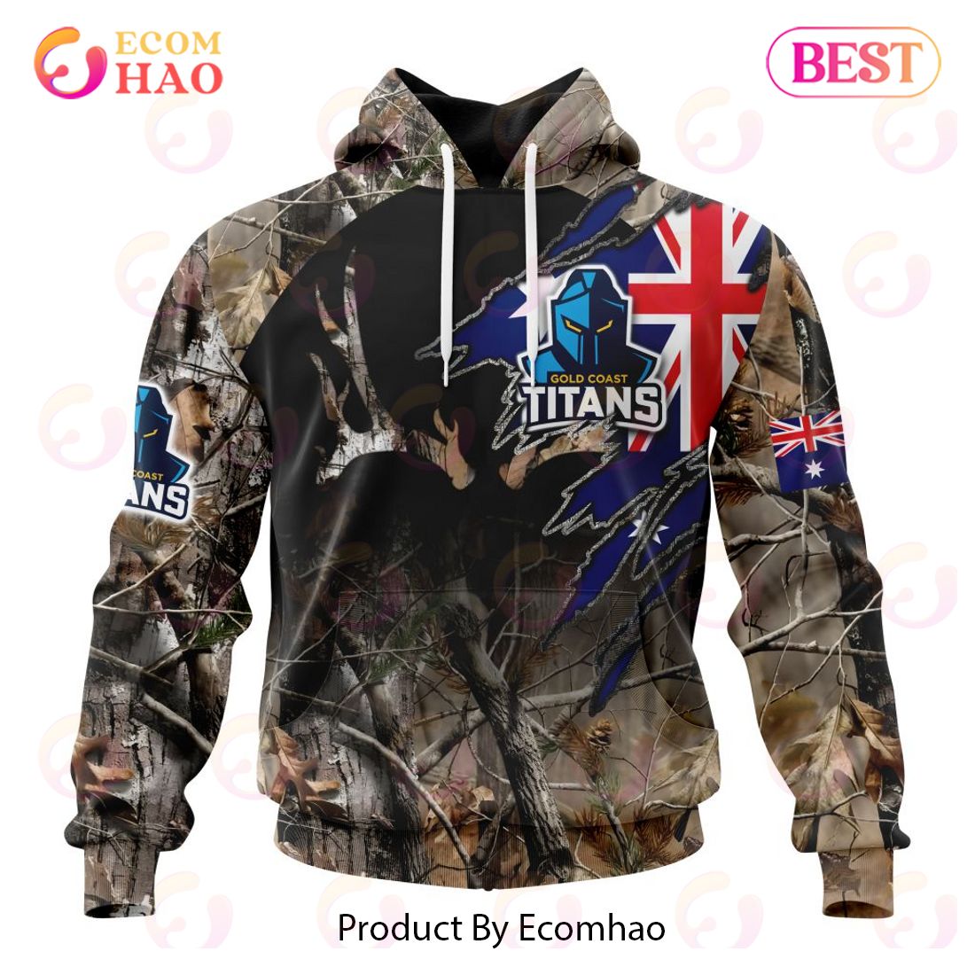 NRL Newcastle Knights Special Camo Realtree Hunting 3D Hoodie