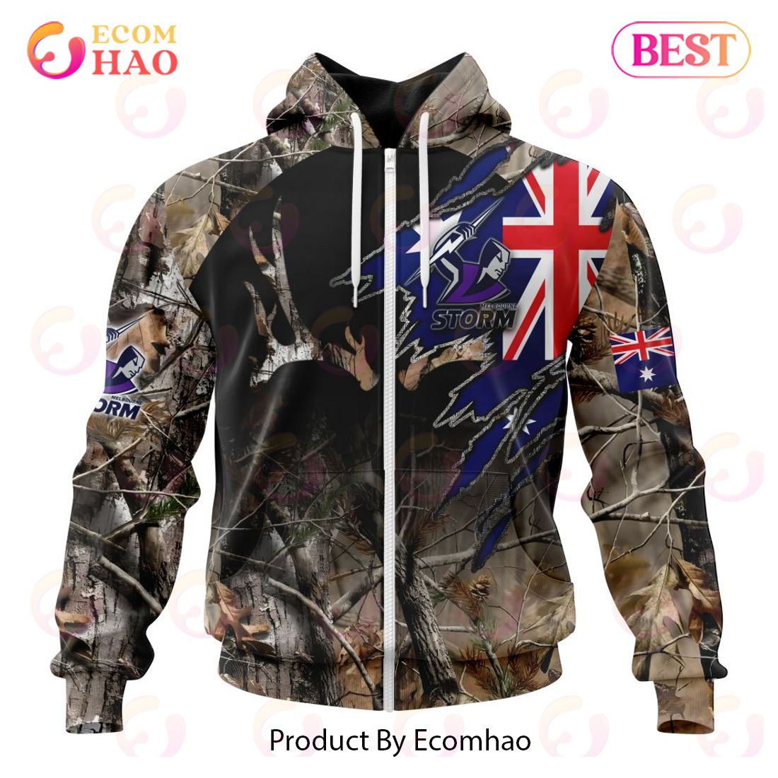 NRL Melbourne Storm Special Camo Realtree Hunting 3D Hoodie