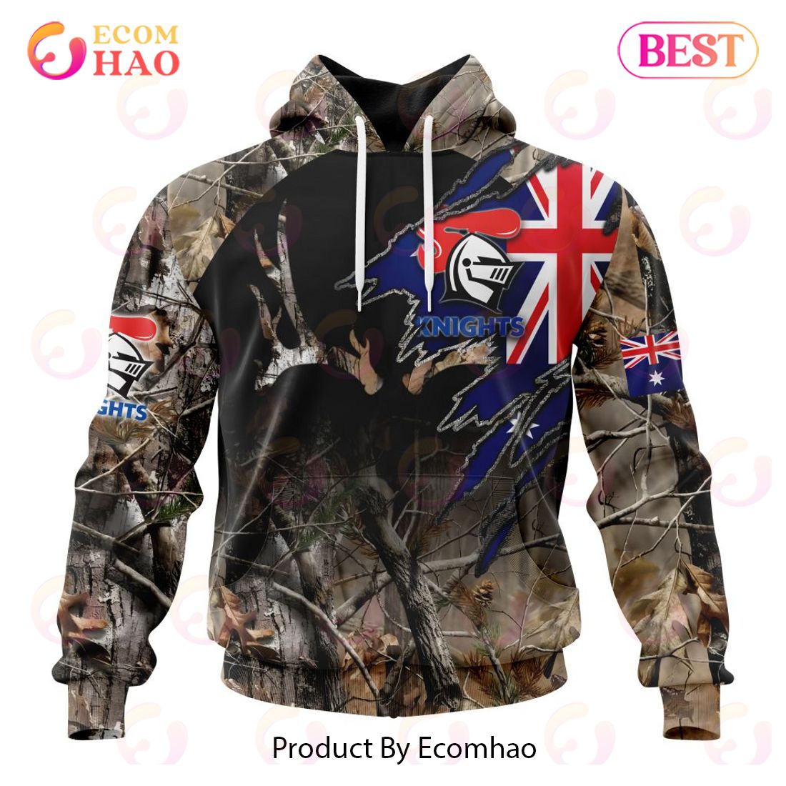 NRL Newcastle Knights Special Camo Realtree Hunting 3D Hoodie