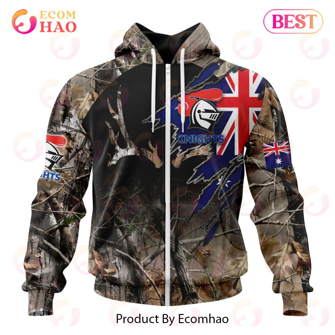 NRL Newcastle Knights Special Camo Realtree Hunting 3D Hoodie