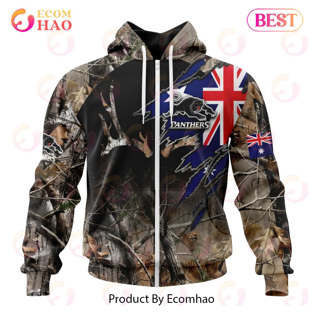 NRL Penrith Panthers Special Camo Realtree Hunting 3D Hoodie