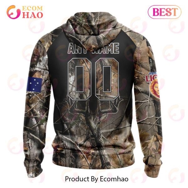AFL Brisbane Lions Special Camo Realtree Hunting 3D Hoodie