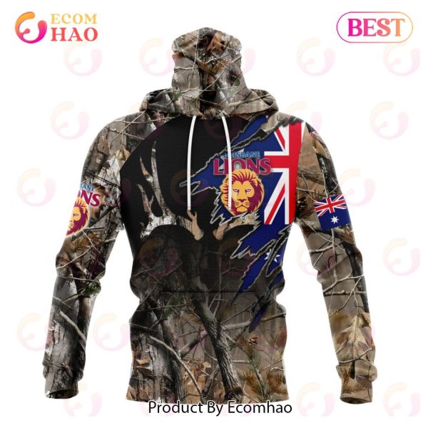 AFL Brisbane Lions Special Camo Realtree Hunting 3D Hoodie