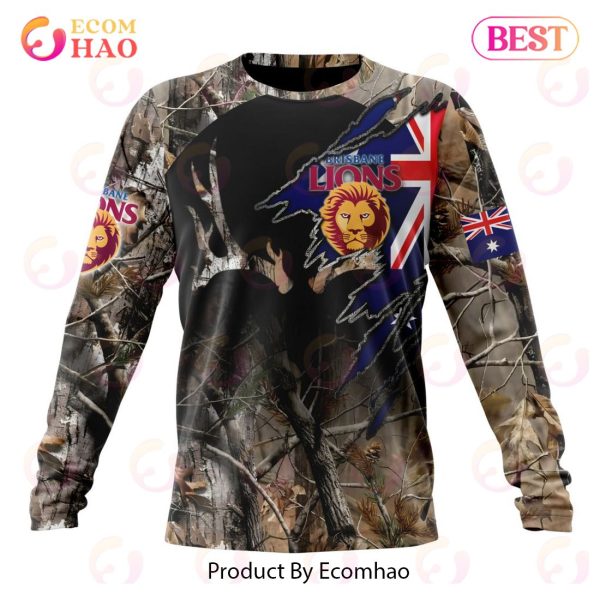 AFL Brisbane Lions Special Camo Realtree Hunting 3D Hoodie