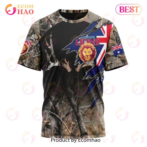AFL Brisbane Lions Special Camo Realtree Hunting 3D Hoodie