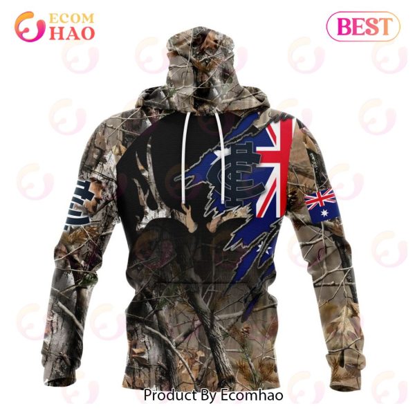 AFL Carlton Football Club Special Camo Realtree Hunting 3D Hoodie