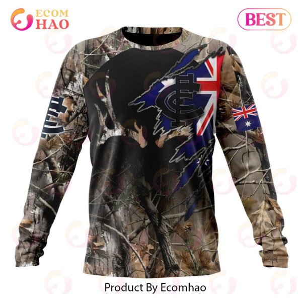 AFL Carlton Football Club Special Camo Realtree Hunting 3D Hoodie