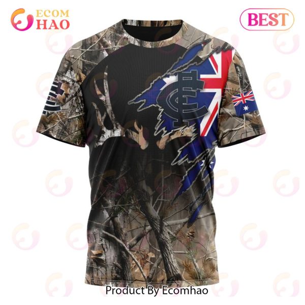 AFL Carlton Football Club Special Camo Realtree Hunting 3D Hoodie
