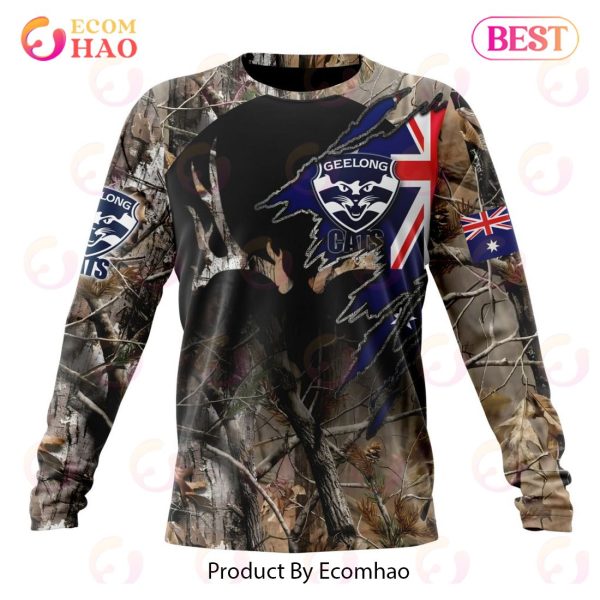 AFL Geelong Cats Special Camo Realtree Hunting 3D Hoodie