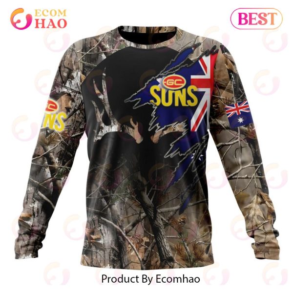 AFL Gold Coast Suns Special Camo Realtree Hunting 3D Hoodie