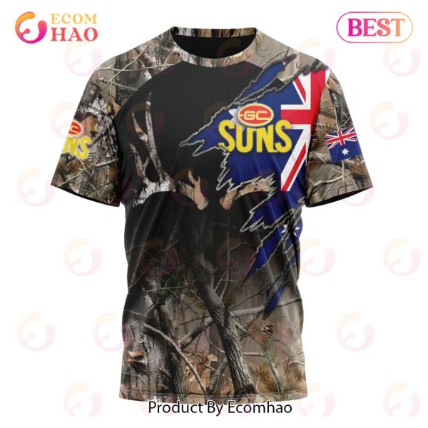 AFL Gold Coast Suns Special Camo Realtree Hunting 3D Hoodie