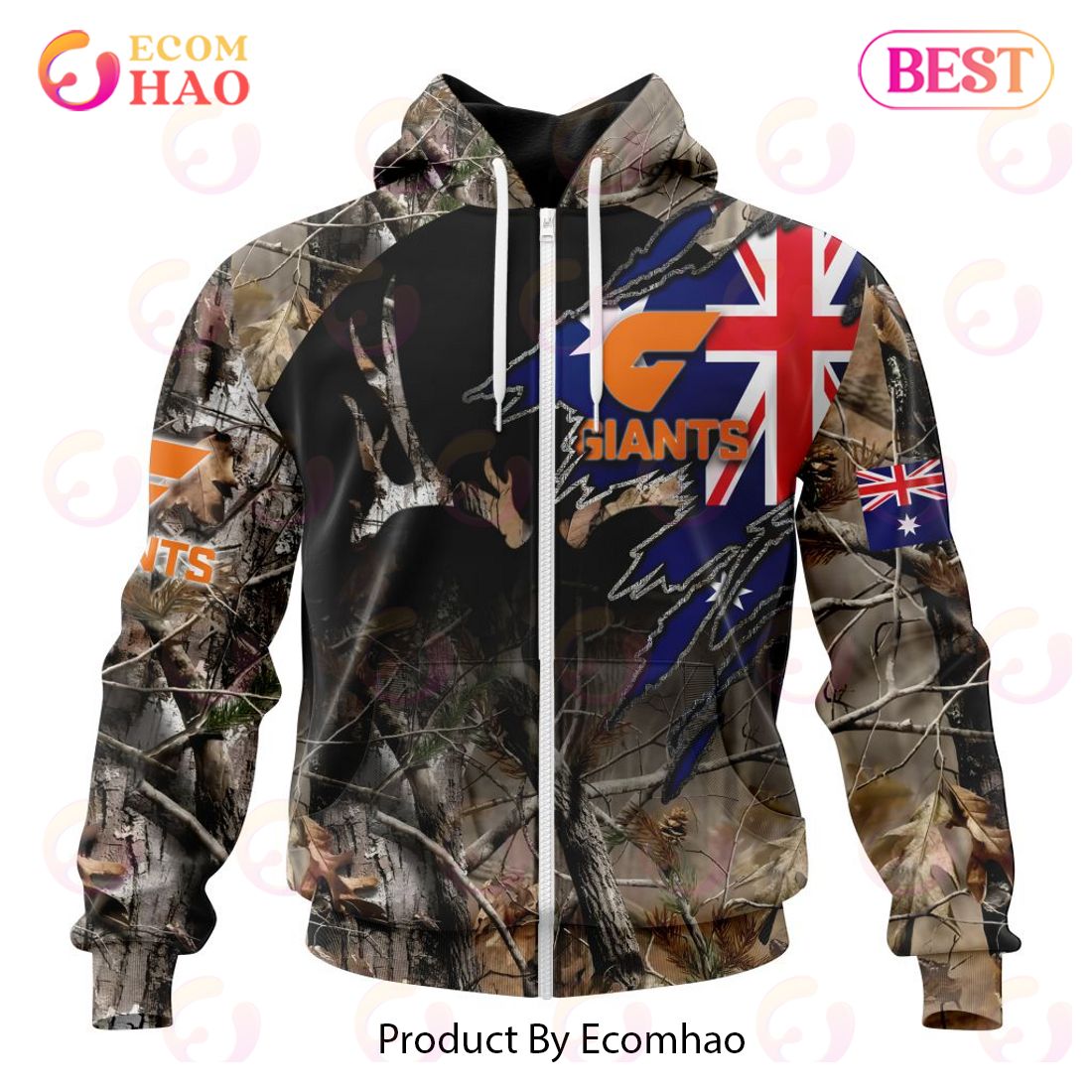 AFL Greater Western Sydney Giants Special Camo Realtree Hunting 3D Hoodie