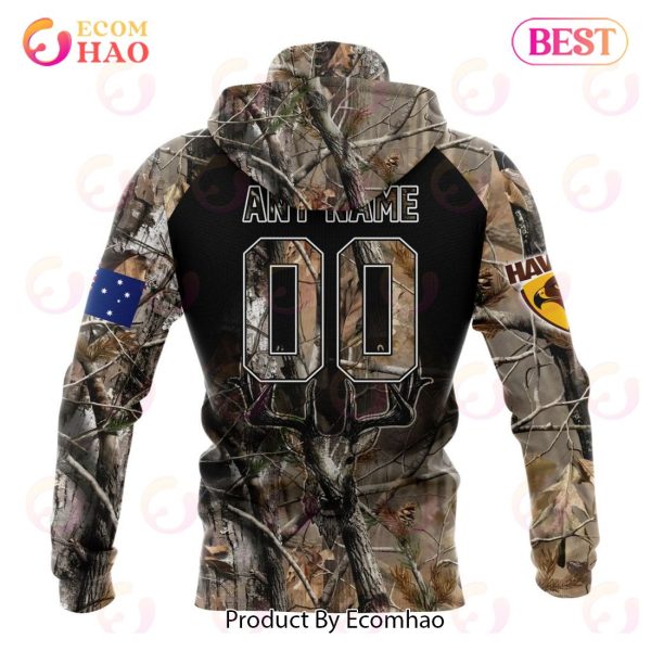 AFL Hawthorn Football Club Special Camo Realtree Hunting 3D Hoodie