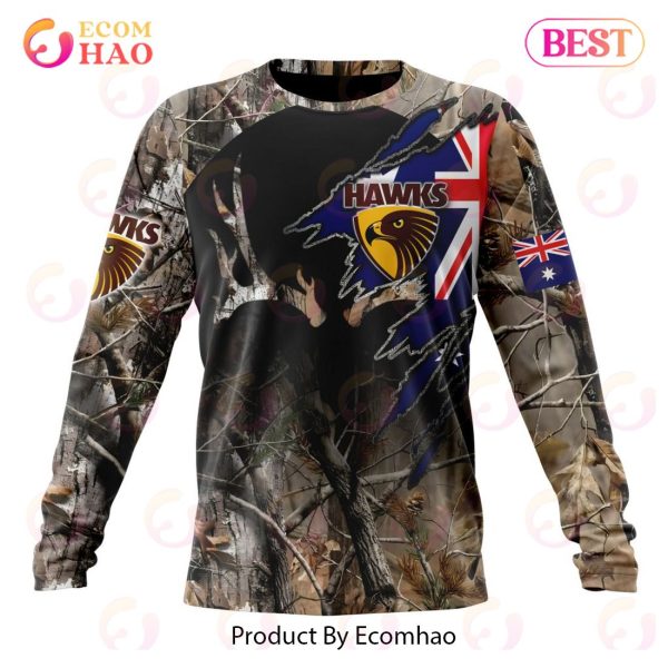AFL Hawthorn Football Club Special Camo Realtree Hunting 3D Hoodie