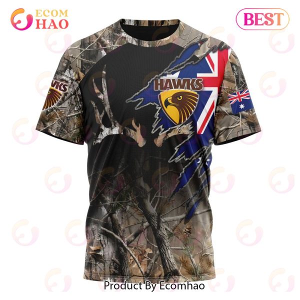 AFL Hawthorn Football Club Special Camo Realtree Hunting 3D Hoodie