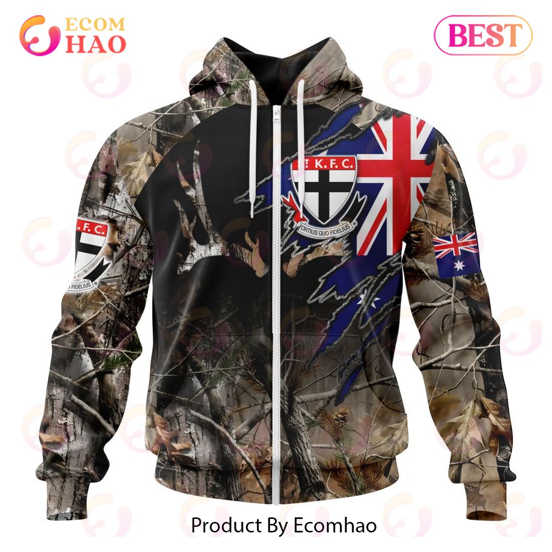 AFL St Kilda Football Club Special Camo Realtree Hunting 3D Hoodie