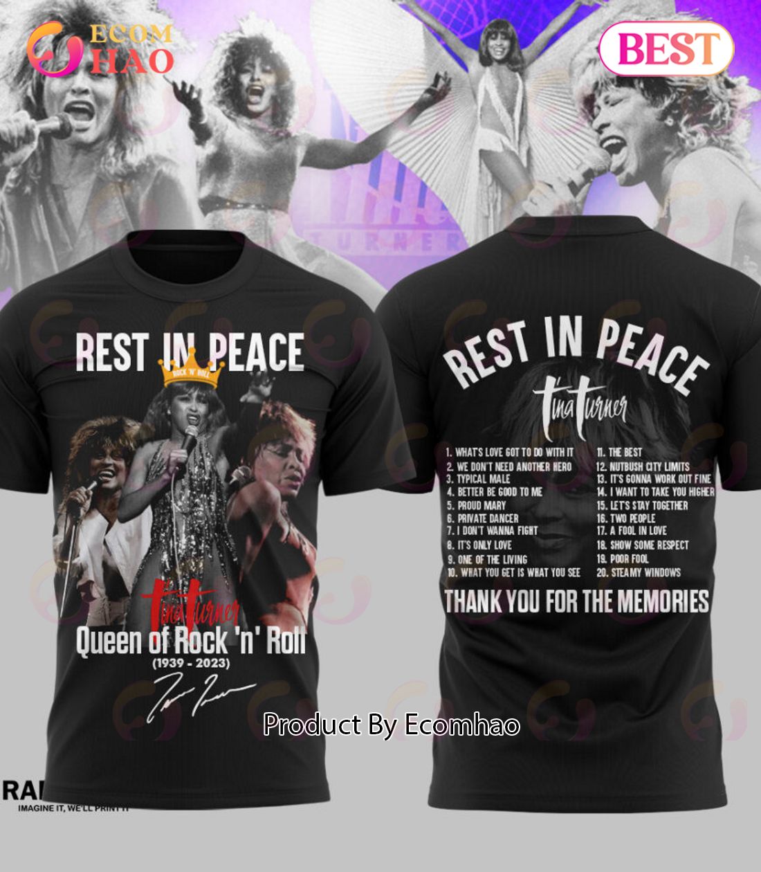 Rest In Peace Tina Turner Queen Of Rock ‘N’ Roll 1939 – 2023 T-Shirt