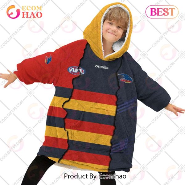 Personalized AFL Adelaide Crows Mix V1 Jersey Oodie, Flanket, Blanket Hoodie, Snuggie