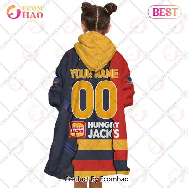 Personalized AFL Adelaide Crows Mix V1 Jersey Oodie, Flanket, Blanket Hoodie, Snuggie