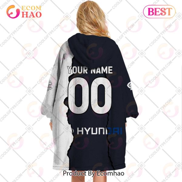 Personalized AFL Carlton Blues Mix V1 Jersey Oodie, Flanket, Blanket Hoodie, Snuggie