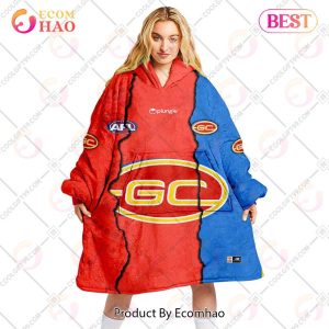 Personalized AFL Gold Coast Suns Mix V1 Jersey Oodie, Flanket, Blanket Hoodie, Snuggie
