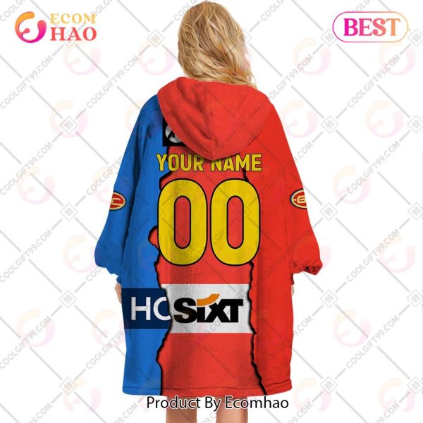 Personalized AFL Gold Coast Suns Mix V1 Jersey Oodie, Flanket, Blanket Hoodie, Snuggie