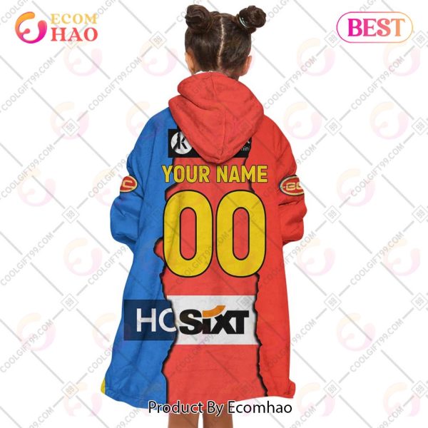 Personalized AFL Gold Coast Suns Mix V1 Jersey Oodie, Flanket, Blanket Hoodie, Snuggie