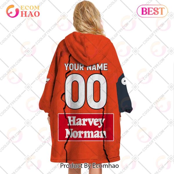 Personalized AFL Greater Western Sydney Giants Mix V1 Jersey Oodie, Flanket, Blanket Hoodie, Snuggie