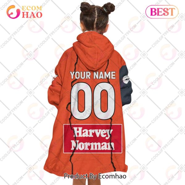 Personalized AFL Greater Western Sydney Giants Mix V1 Jersey Oodie, Flanket, Blanket Hoodie, Snuggie