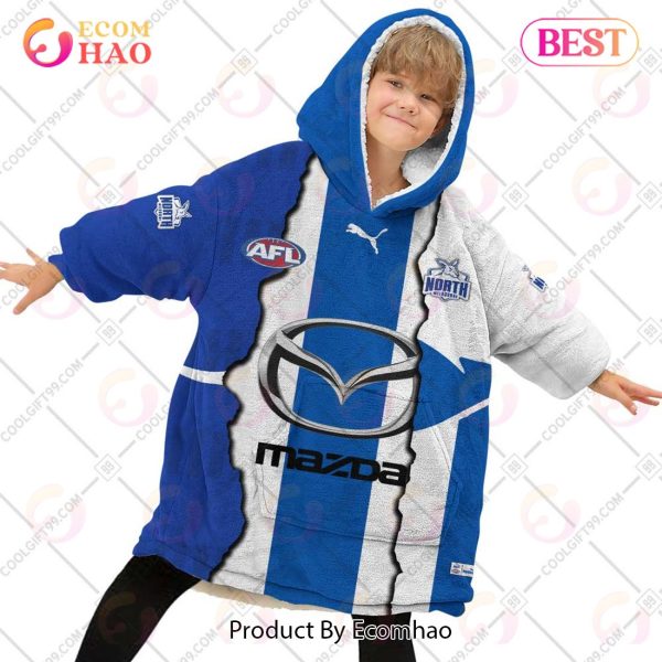 Personalized AFL North Melbourne Kangaroos Mix V1 Jersey Oodie, Flanket, Blanket Hoodie, Snuggie
