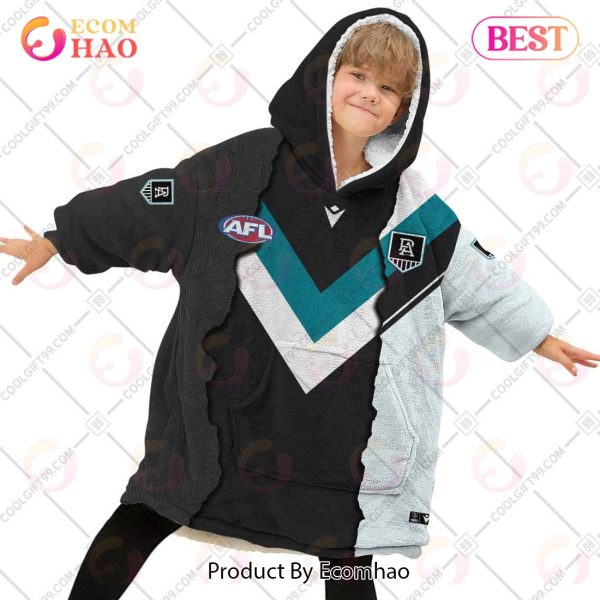 Personalized AFL Port Adelaide Power Mix V1 Jersey Oodie, Flanket, Blanket Hoodie, Snuggie
