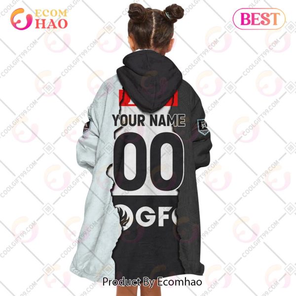 Personalized AFL Port Adelaide Power Mix V1 Jersey Oodie, Flanket, Blanket Hoodie, Snuggie
