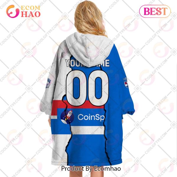 Personalized AFL Western Bulldogs Mix V1 Jersey Oodie, Flanket, Blanket Hoodie, Snuggie