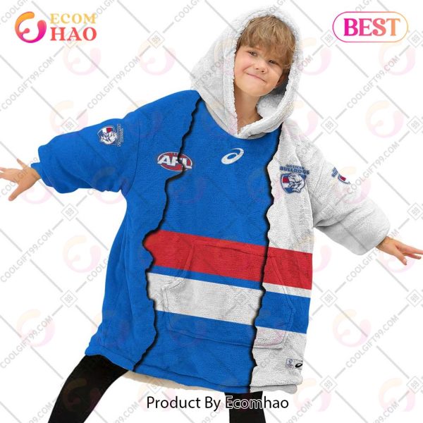 Personalized AFL Western Bulldogs Mix V1 Jersey Oodie, Flanket, Blanket Hoodie, Snuggie