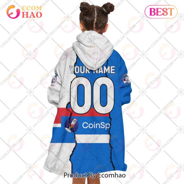 Personalized AFL Western Bulldogs Mix V1 Jersey Oodie, Flanket, Blanket Hoodie, Snuggie