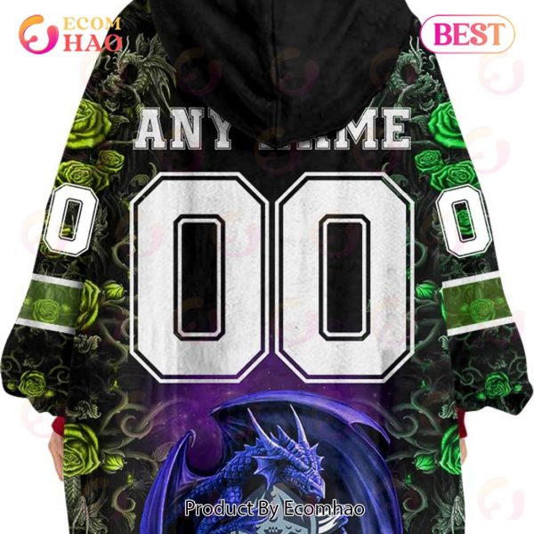 Personalized NRL Canberra Raiders Rose Dragon Oodie, Flanket, Blanket Hoodie, Snuggie
