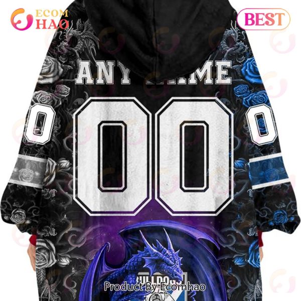 Personalized NRL Canterbury Bankstown Bulldogs Rose Dragon Oodie, Flanket, Blanket Hoodie, Snuggie