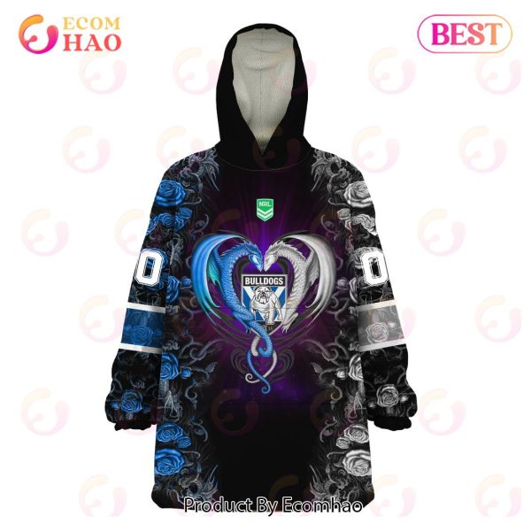 Personalized NRL Canterbury Bankstown Bulldogs Rose Dragon Oodie, Flanket, Blanket Hoodie, Snuggie